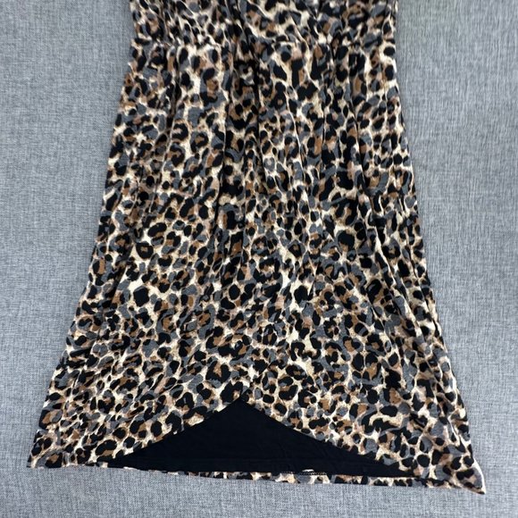 Gibson Dress Animal/ Leopard Print Stretch Soft Comfy Elastic Waist XXS V-Neck - Picture 6 of 16
